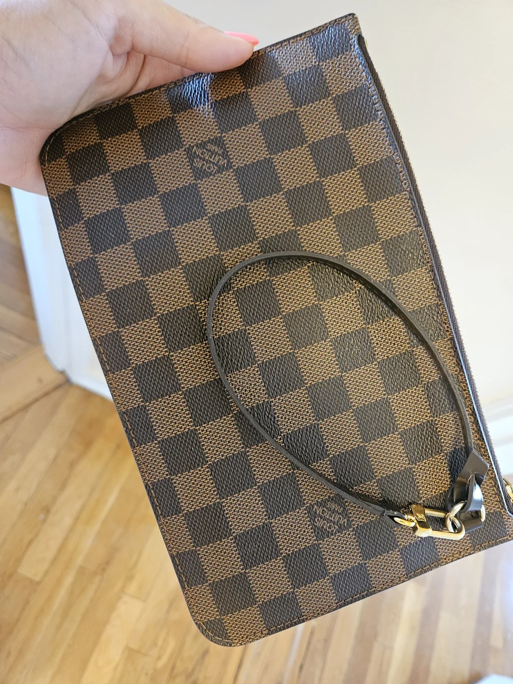 Louis Vuitton Brown Checkered Wristlet Clutch